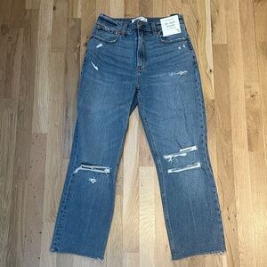 Abercrombie & Fitch Blue Distressed Straight Leg Jeans
